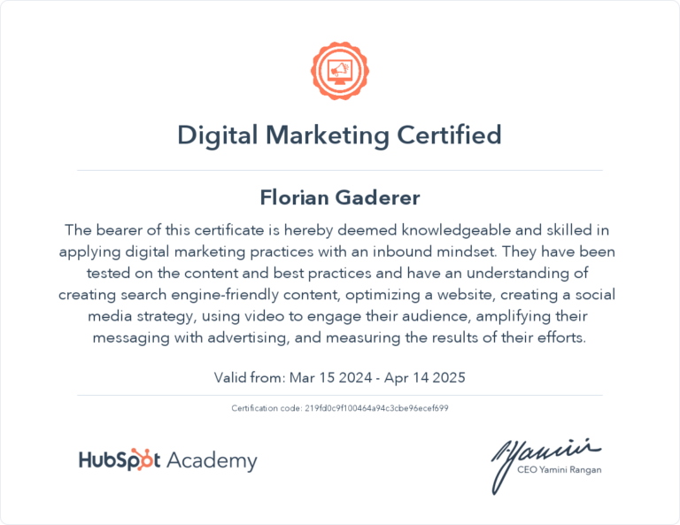 Certification Hubspot 1