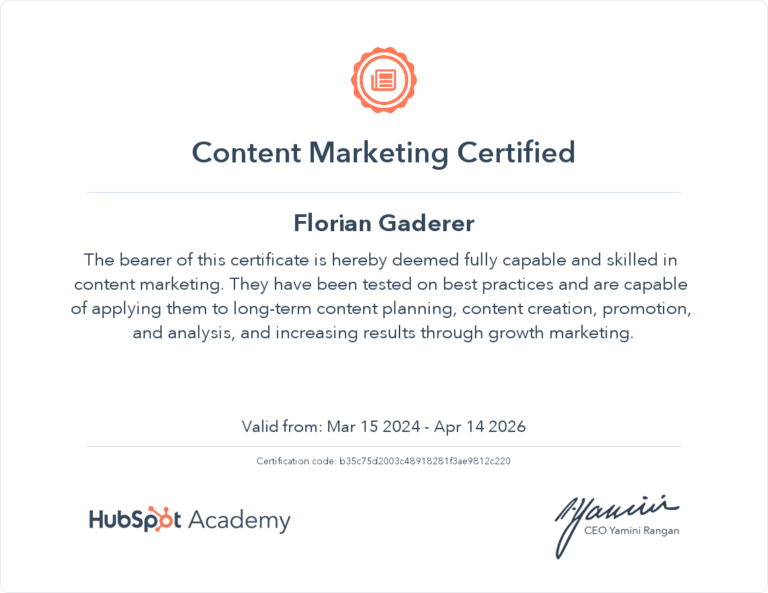 Certification Hubspot 4