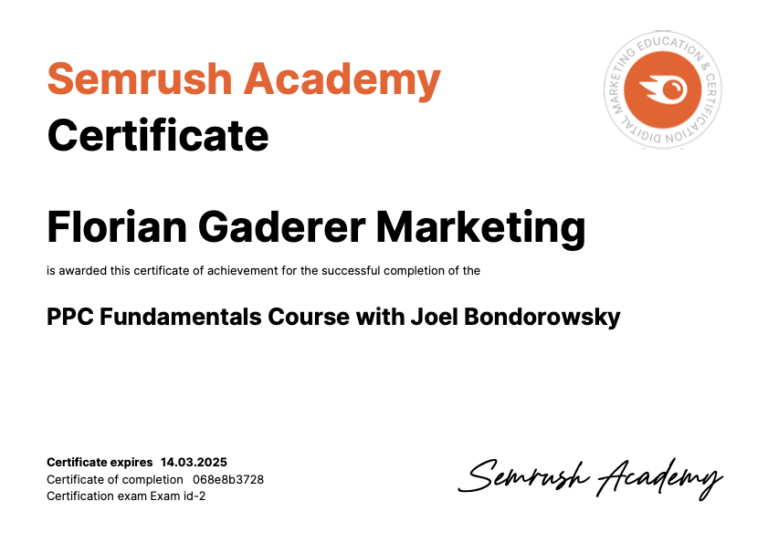 Certification Semrush 1