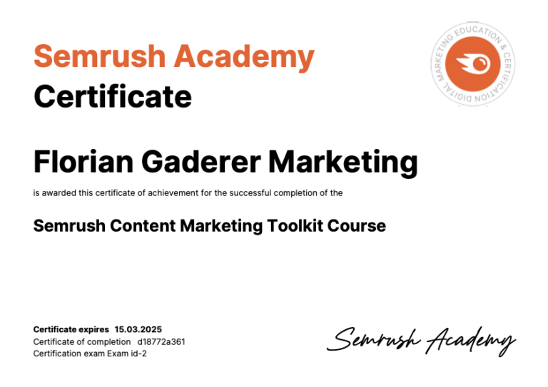 Certification Semrush 2